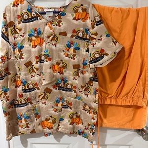 Thanksgiving Scrub Top Only